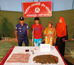 সারিয়াকান্দিতে যৌথবাহিনীর অভিযানে মাদক কারবারী স্বামী-স্ত্রী সহ আটক ৩